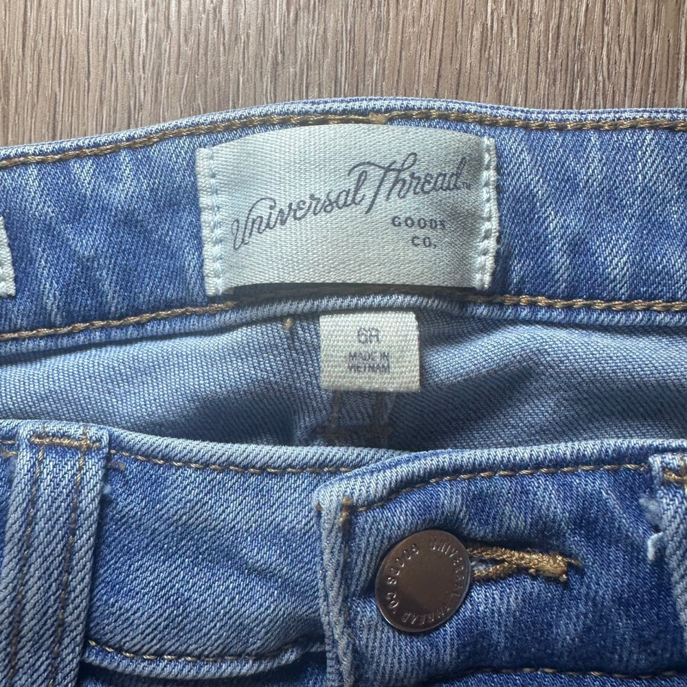 Universal Thread Jeans Womens High Rise Everyday Wide Leg Raw Hem Blue Denim 6R - Picture 5 of 11